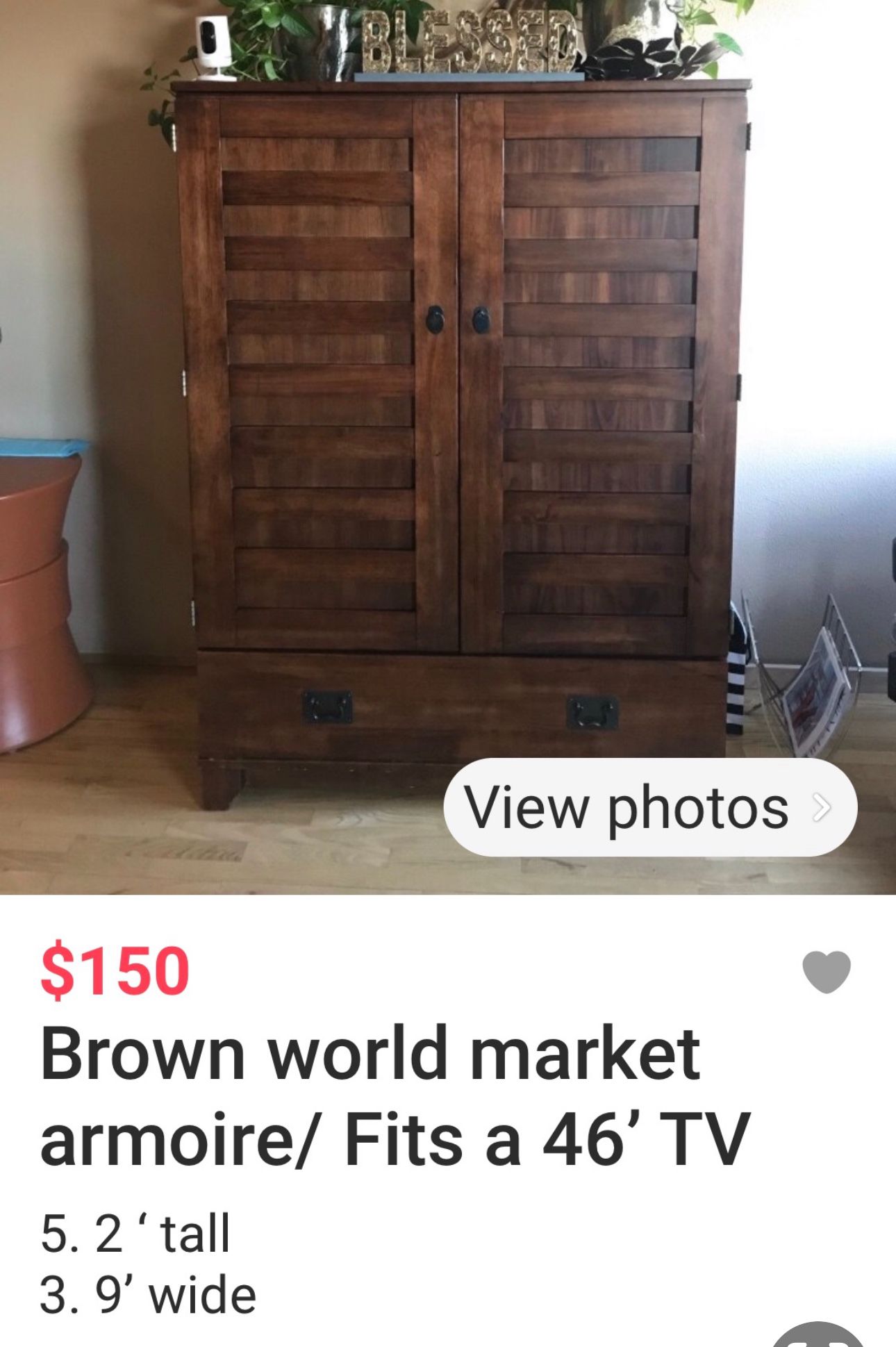 Armoire - World Market - $100