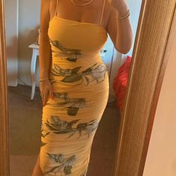 Stretchy Yellow Bodycon Dress