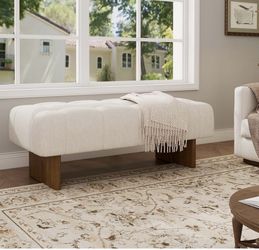 Christopher Knight Home Yvone Modern Upholstered Ottoman Bench, Minimalist Wooden Entryway Bench, Living Room Sofa Extra Seat, Ottoman End of Bed Benc