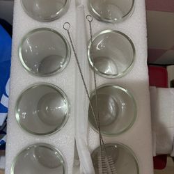 Set Of 8 Glass Tumblers With Glass Straws 