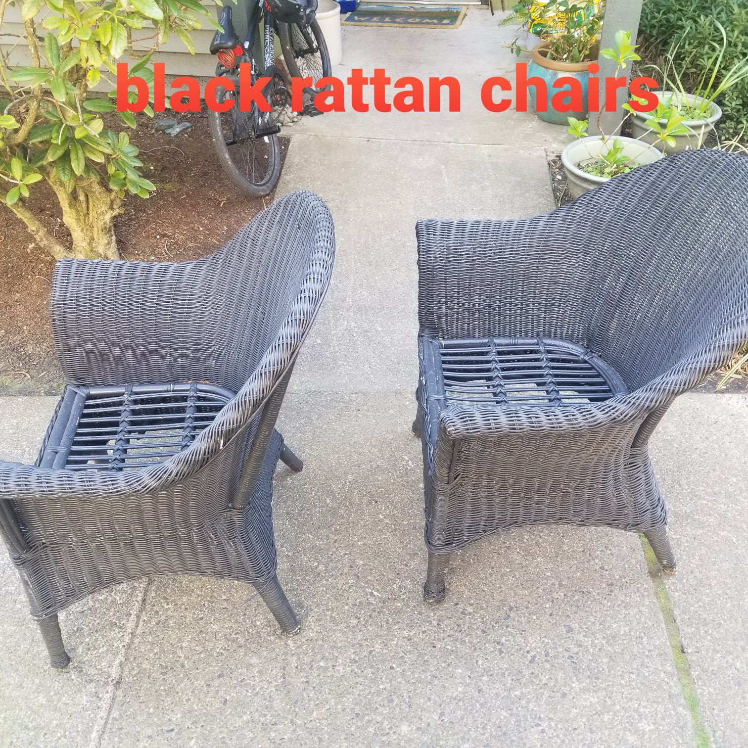 Black Rattan Chairs sold as pair