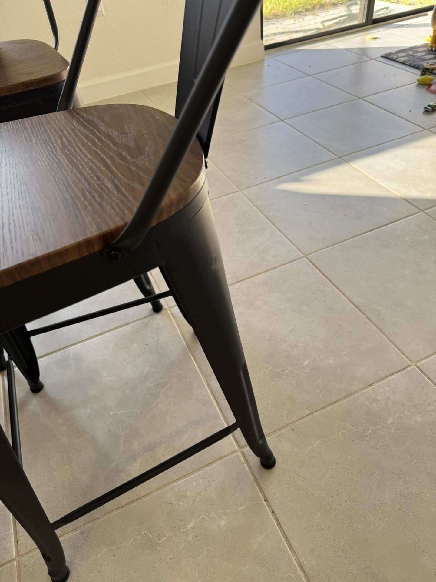 4 Wood And Metal Stools