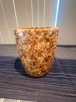 Handcrafted Pebble Stone Resin Vase / Decorative Coastal Stone Vessel