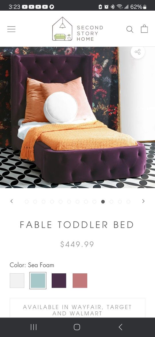 Upholstered Purple Toddler Bed