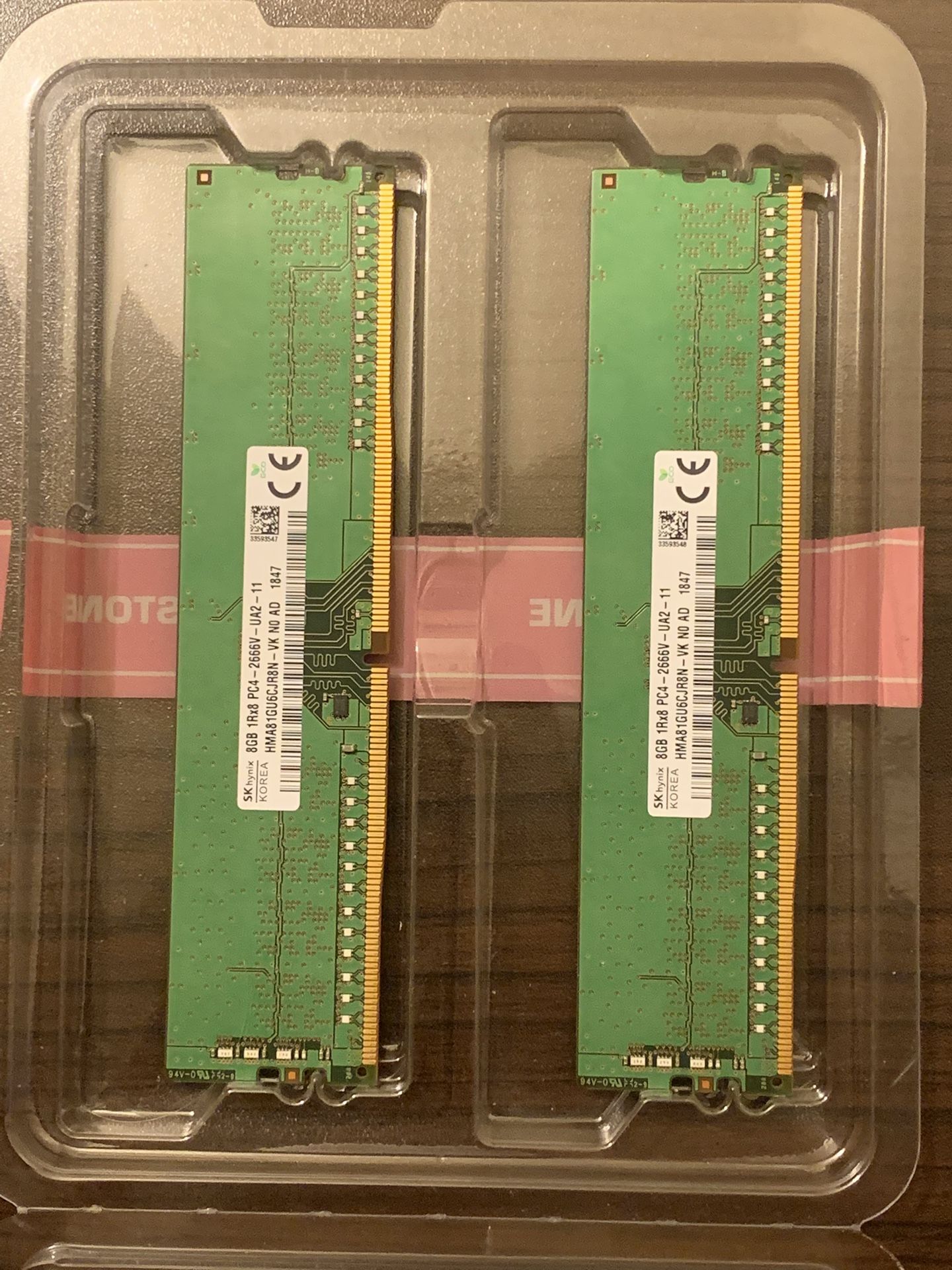 2 pcs of SK hynix ddr4 ram 8gb 2666mhz