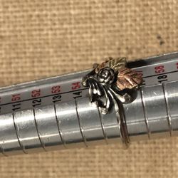 12k Rose Gold And Sterling Silver Ring Size 7 1/2