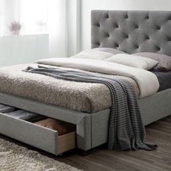 Eastern King Light Grey Storage Bed Frame Brand New In Box 
