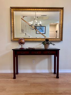 Dark Wood Console Table with 3 Drawers