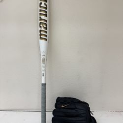 Soft Ball Set Girls Size 31 Length Bat And Nike Glove 