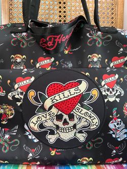 Ed Hardy “Love Kills Slowly” black duffel bag