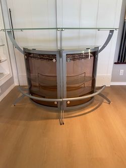 Modern Glass Top Home Bar Unit