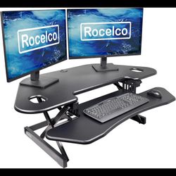  Rocelco 46" Corner Standing Desk Converter – New / Open Box