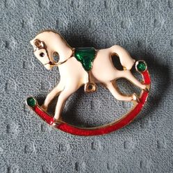 Vintage Rockinghorse Christmas Brooch