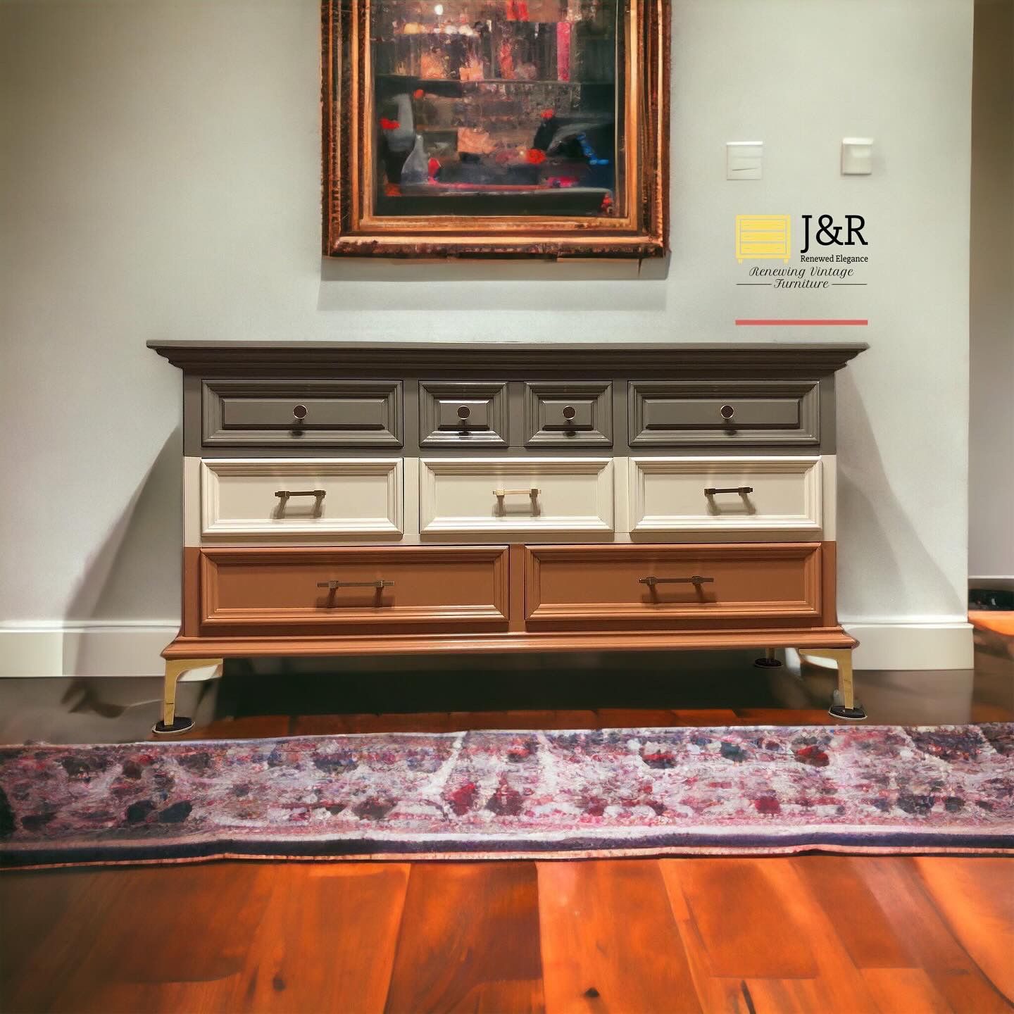 Vintage Thomasville MCM Long Dresser 8 Drawers