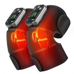 2pcs Set Of Black Vibrating Massage Knee Pads, 3-in-1 Heating Knee Pads, Knee Joint Soothing Knee Pads, Portable Home Relax Equipment, Suitable As Hol
