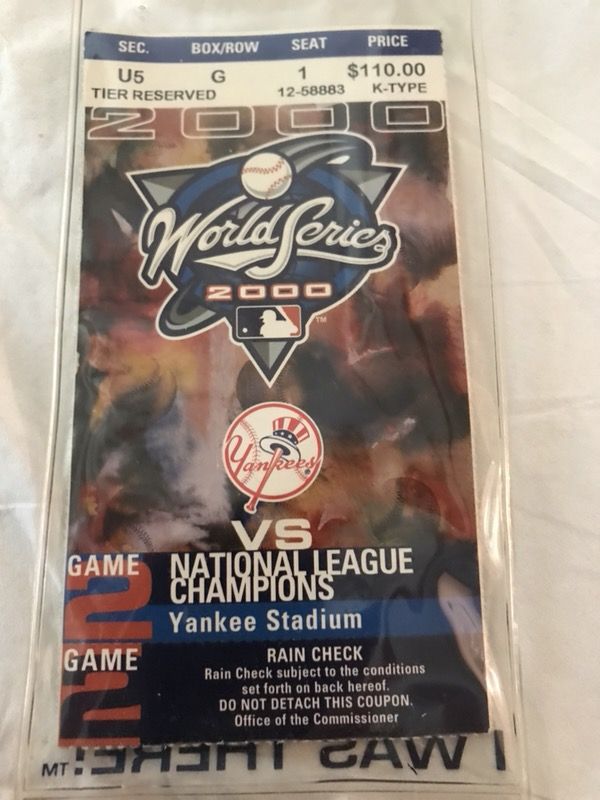 2 Yankee 2000 World Series tickets against the Mets game two