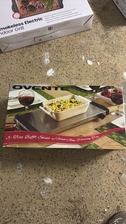 Ovente 3-Tray Buffet Server with Warming Tray