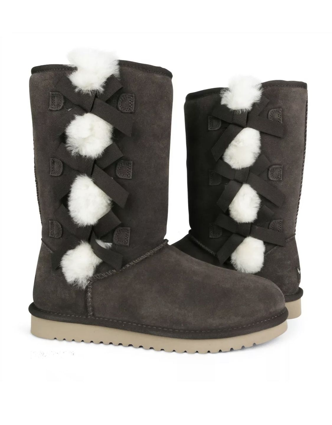 UGGs  Koolaburra - Victoria Tall Suede Fur Boots Stone Gray Women Sz8 New In Box