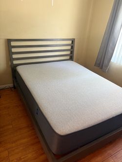 Queen Size Bed Frame with Casper Mattress also includes side chair and gray stand