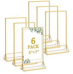 Gold trimmed Table Number Frames 5x7 – 6 Pack