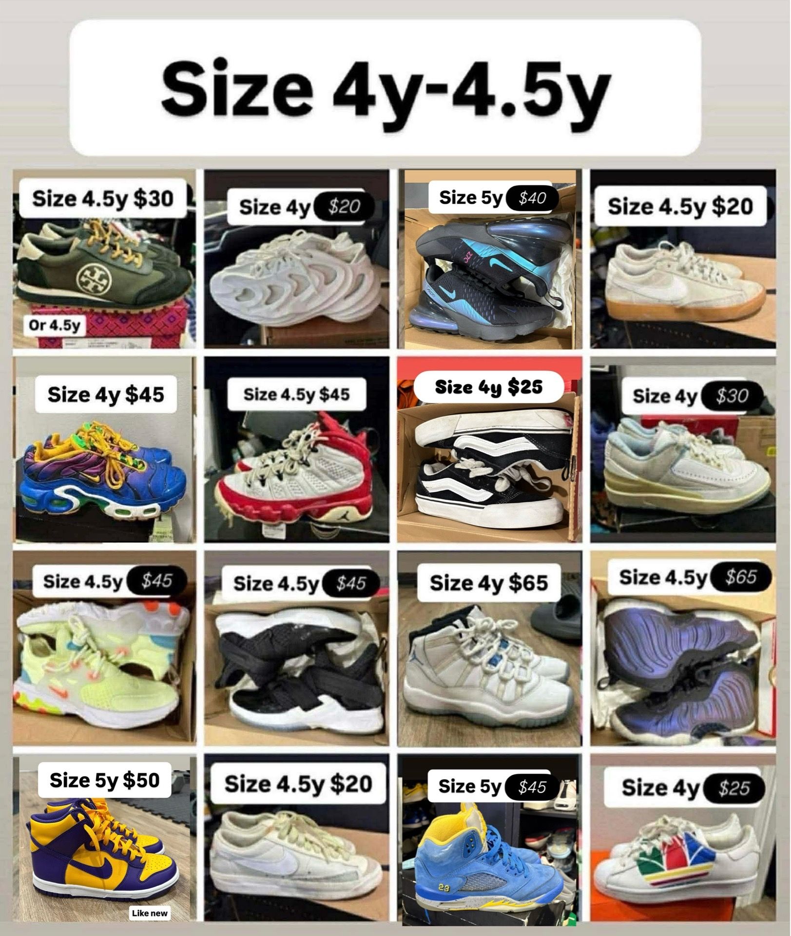 Jordan’s Nikes and more 4y & 4.5y