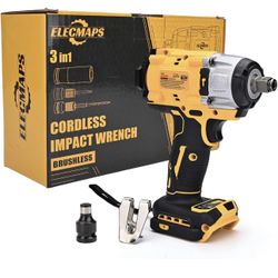 Cordless Brushless Impact Wrench (battery Not Included), Equipped With A Brushless Motor, Torque Up To 430N, Ergonomically Designed For Easy Tightenin