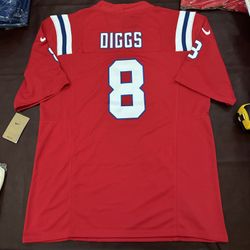 Stefon Diggs Jersey New England Patriots Men’s Large Red #8
