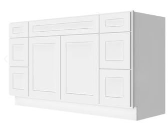 White Shaker 60 Inch Bathroom Vanity Cabinet
