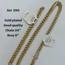 Gold Plated Chain And Bracelet