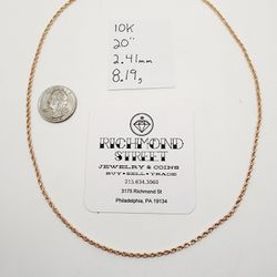 10k Rose Gold 20" Rope Chain