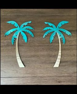 Wooden Set of Palm Tree Wall Art Decorations - No Power Required, Perfect for Indoor and Outdoor Use - Suitable for Beach House, Home, and Office Deco