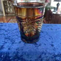 Northwood Carnival Glass “Grape & Cable” Pattern Tumbler, Purple Iridescent