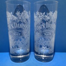 Jack Daniels Old No.7 Etched Christmas Snowflakes 6 Inch Highball 10 Oz Glass