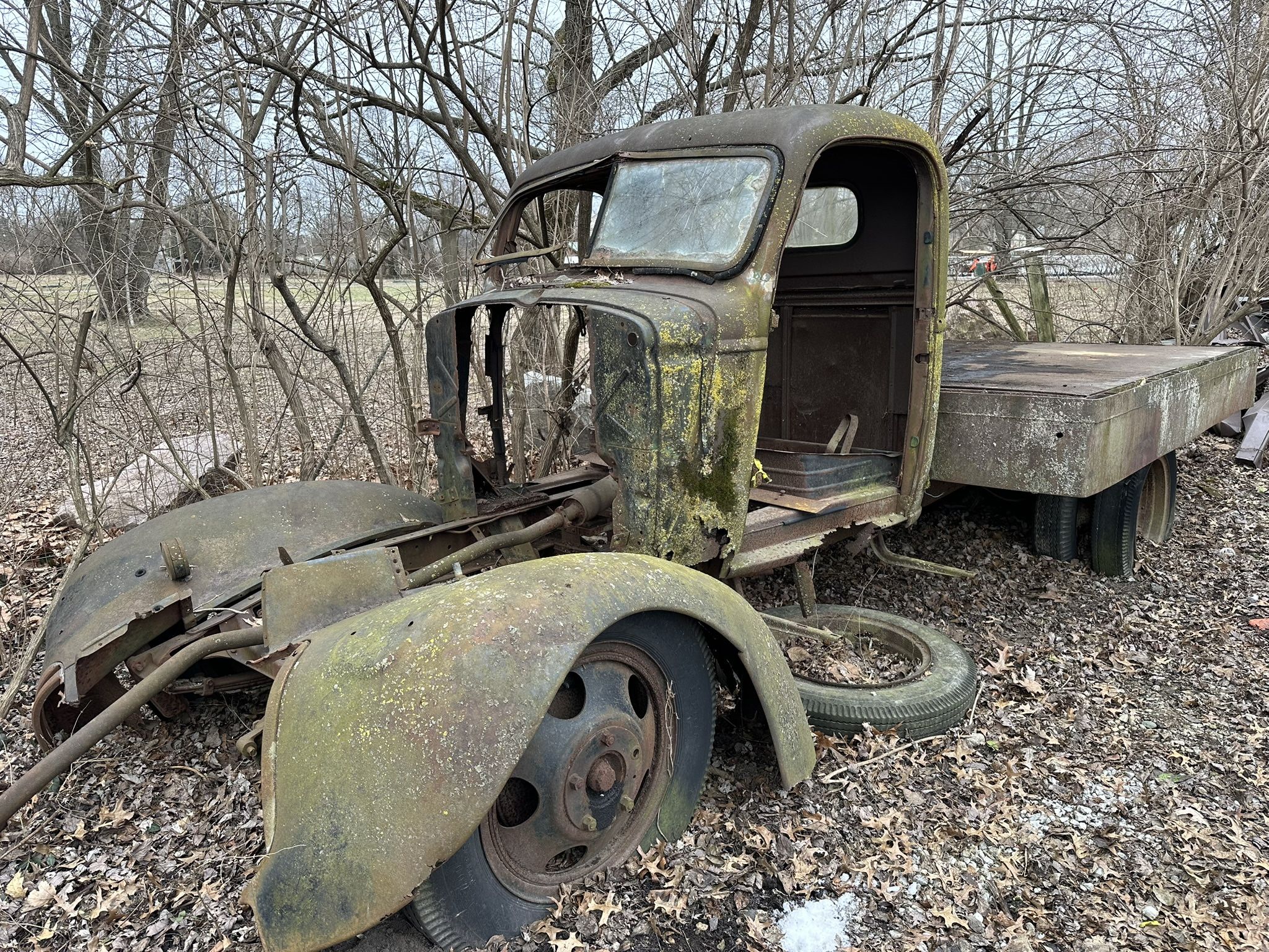 Antique Truck Frame , Fenders And Bed