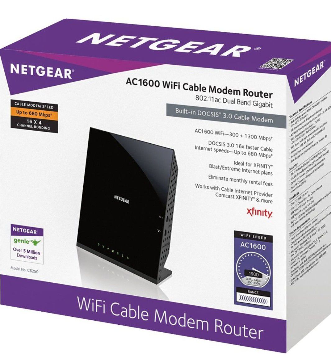 Netgear AC1600 wifi DOCSIS 3.0 cable modem router