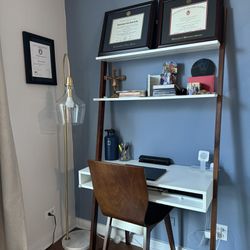 White and Espresso Ladder Desk