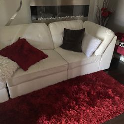 White Living Room  sectional sofa