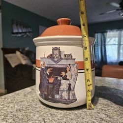 Vintage NORMAN ROCKWELL TEA TIME LARGE CANISTER 