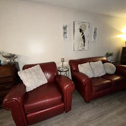 Red Leather Reclinable Couches