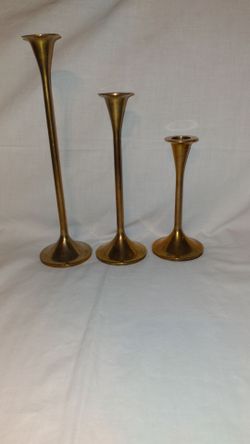 3 brass candle holders