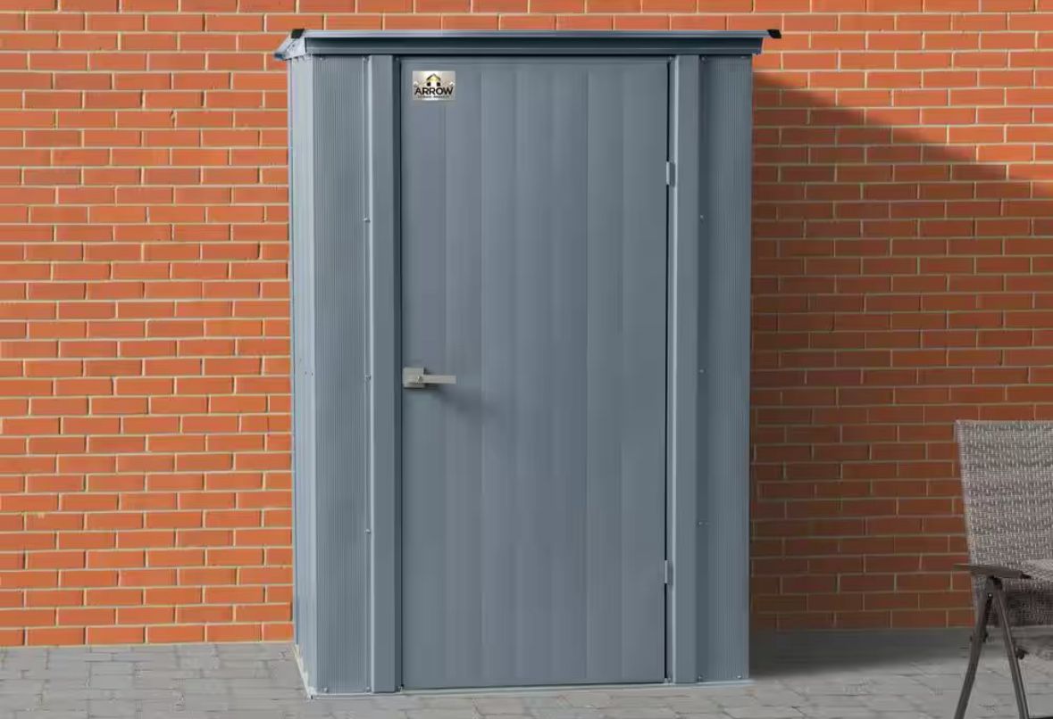 Arrows 4x3 Metal Shed | 12 sq. ft. Patio Storage | Charcoal | 3 Available