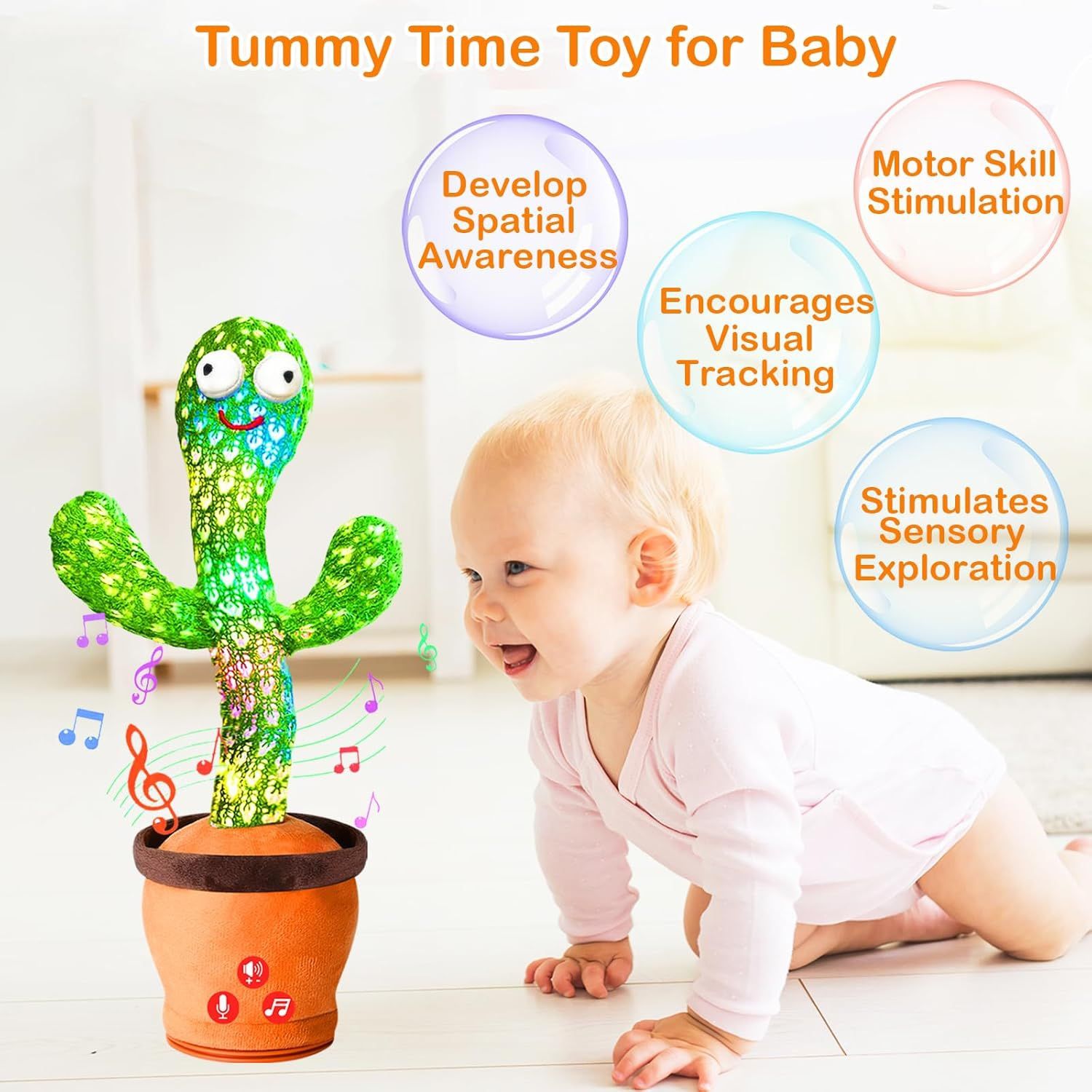 Dancing Cactus Repeat Talk Sing Glow Interactive Plush Toy for Kids | USB | USA