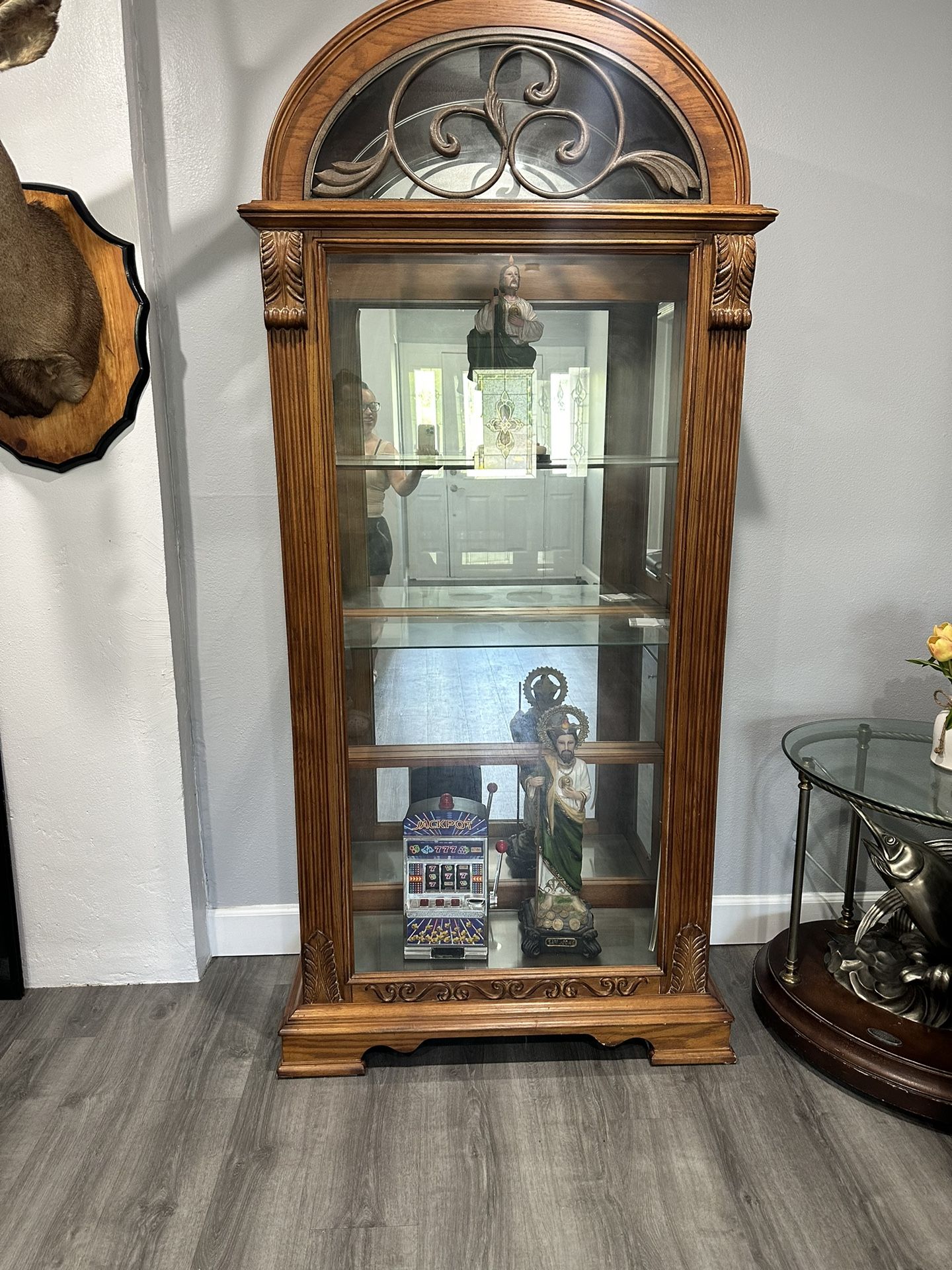 2 Dome Top Modern Oak Display Cabinet