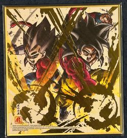 Dragon Ball GT Goku & Vegeta SS4 Gold Foil Bandai Shikishi Art Board