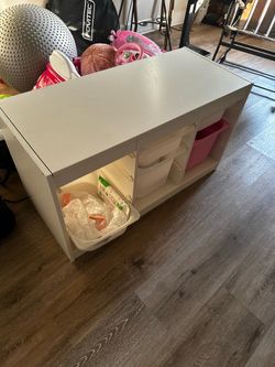 Toy storage with bins