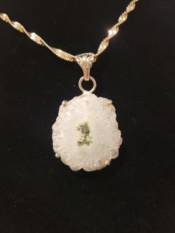 Solar Quartz Stalactite Pendant Sterling Silver Prong 1.25" F10