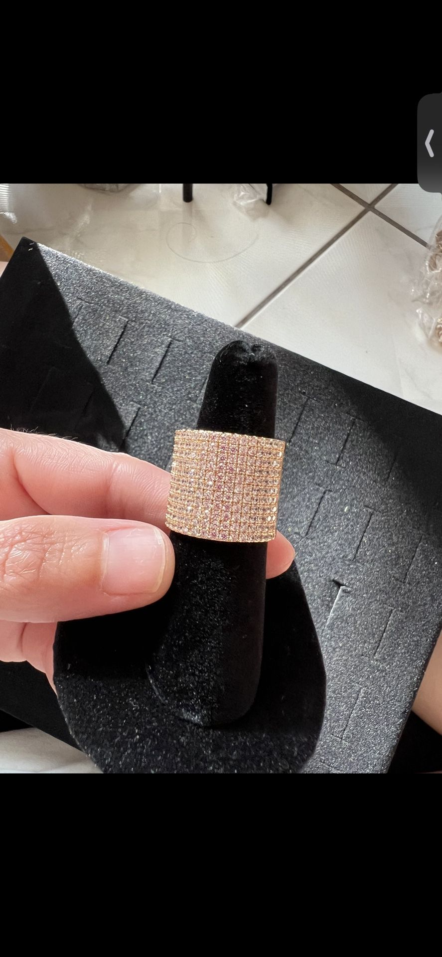 New Golden Diamonds Bar Ring Size 8