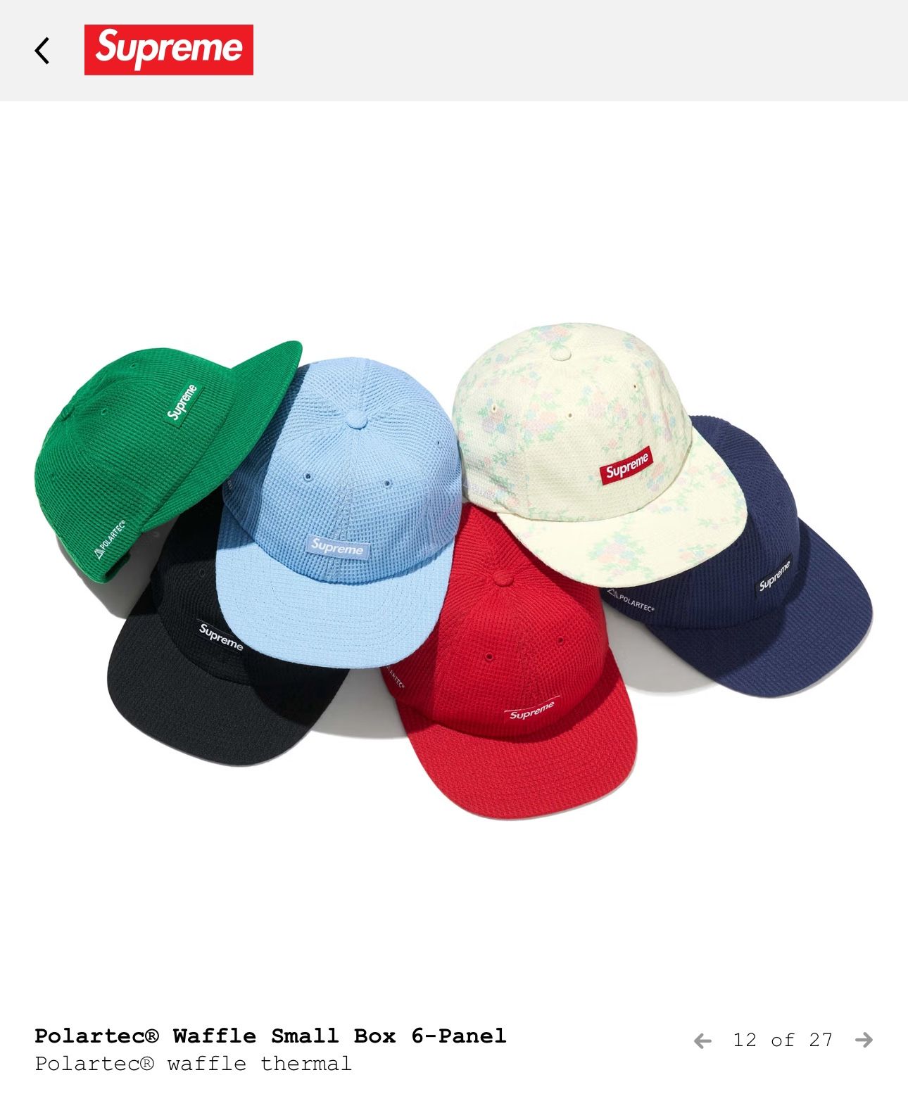 Supreme Polartec 最高 Waffle Small Box 6Panel Fall/Winter 2024