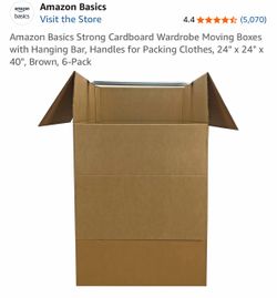 Wardrobe Moving Boxes w/ Metal Hanging Bar – 24x24x40 (Set of 6) – $60