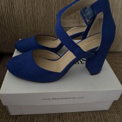 Blue suede heels